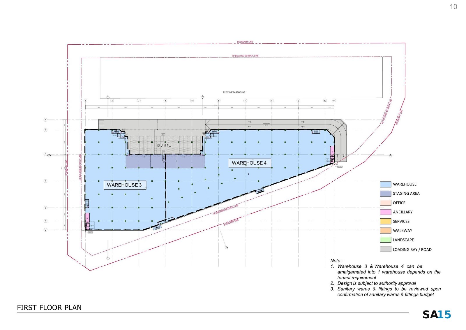 First-floor plan for Warehouse 3 and Warehouse 4