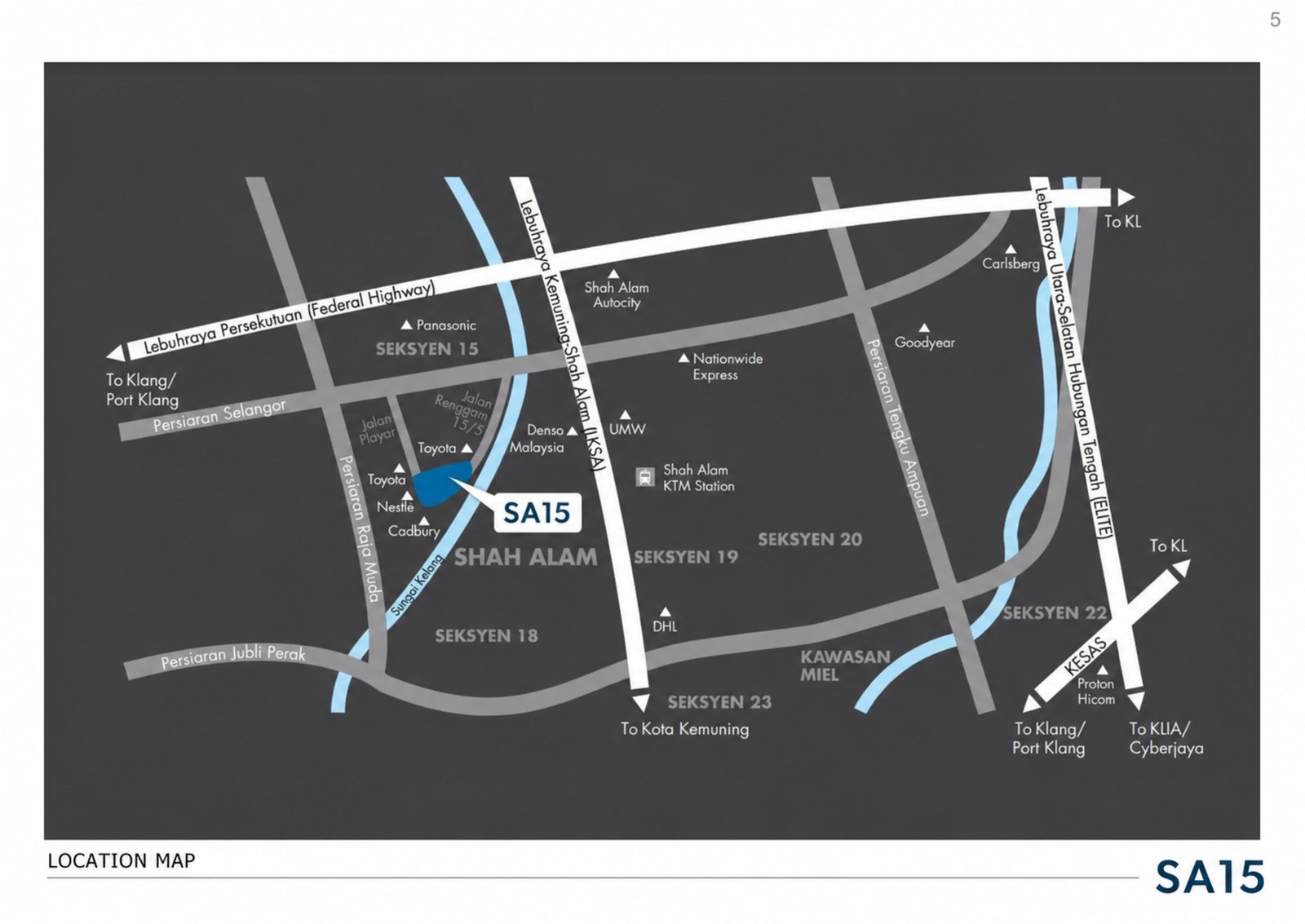 SA15 warehouse location map in Section 15 Shah Alam